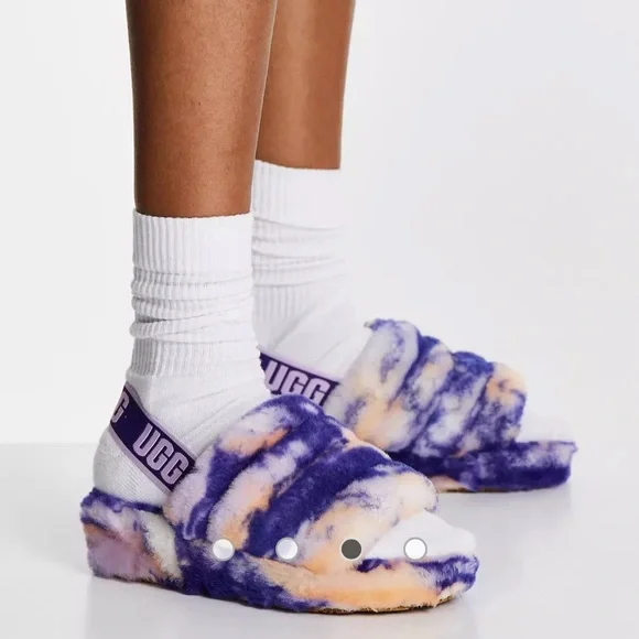 UGG Fluff Yeah fluffy slide in violet marble - Picture 2 of 12